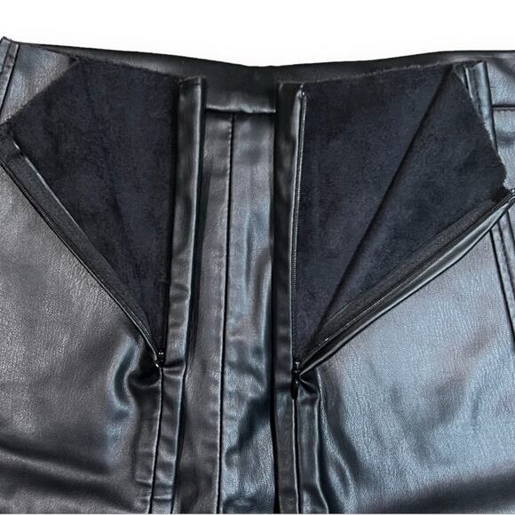 Zara Women's Black Faux Textured Leather Zip Ankle Legging Hi-Rise Size M - Picture 4 of 7